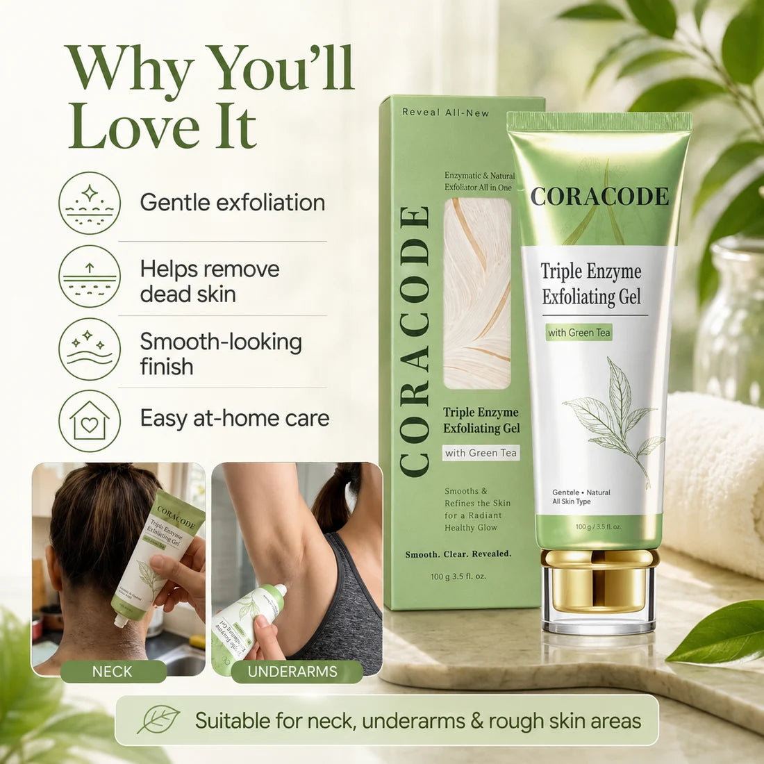 Buy 1 Get 1 FREE CORACODE Triple Enzyme Exfoliating Gel | 100g Each